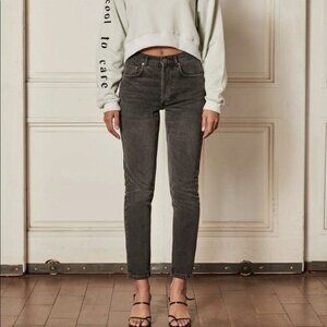 Boyish The Billy High Waist Crop Skinny Jeans Space Odyssey Washed Black Sz 22